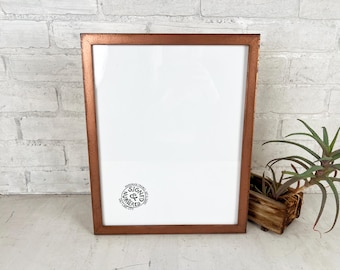 SHIPS TODAY - 9x12 Picture Frame - Peewee Style with Weathered Copper Finish - In Stock - Handmade Frame 9 x 12 inch size Metallic