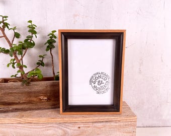 SHIPS TODAY - 5x7 Picture Frame in Foxy Alder Minus Style with Black Wash Finish - In Stock - 5 x 7 Frame Solid Hardwood Modern Black