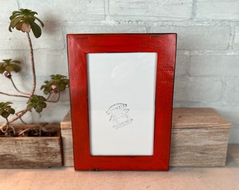 6x9.5" Picture Frame - SHIPS TODAY  1.5 Reclaimed Cedar with Super Vintage Deep Orange Finish - In Stock - 6 x 9.5 inch Odd Size Frame