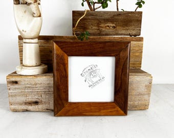 SHIPS TODAY - 5x5 Square Picture Frame - 1.5 Rounded Walnut Style with Linseed Oil Finish - In Stock - 5 x 5 Photo Solid Wood Frame