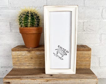 SHIPS TODAY - 4x10" Picture Frame - Foxy Cove Style with Vintage White Finish - In Stock - 4 x 10 inch Panoramic Photo Frame