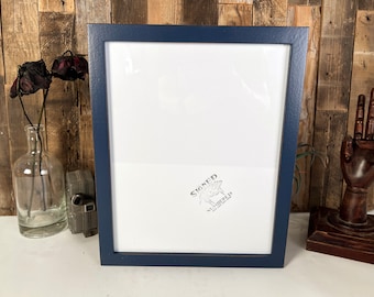 SHIPS TODAY - 11x14" Picture Frame - 1x1 Flat Style with Vintage Navy Finish - In Stock- Handmade 11 x 14 Solid Hardwood Blue