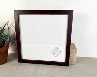 SHIPS TODAY - 12x12" Square Picture Frame in 1x1 Flat Style with Vintage Mahogany Finish - In Stock - 12 x 12 Photo Frame