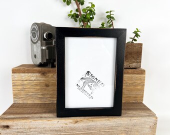 SHIPS TODAY - 5x7" Picture Frame - Deep Flat Style with Vintage Black Finish - In Stock - Gallery Frame 5 x 7 Solid Hardwood