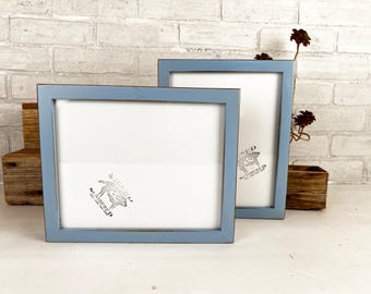 SHIPS TODAY - 8x10 Picture Frame - Deep Flat Style with Vintage Baby Blue Finish - In Stock - Rustic Handmade Photo Frame 8 x 10 Blue