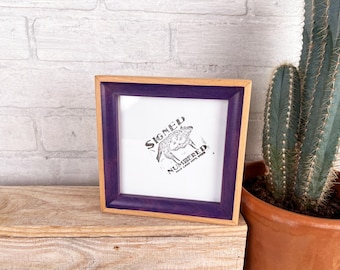 SHIPS TODAY - 5x5 Square Picture Frame - Foxy Minus Alder Style with Deep Purple Wash - In Stock - 5 x 5 Photo Solid Wood Frame