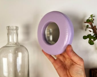 3" Diameter Circle Mirror Frame with Solid Lilac Purple Finish - Outside Dimensions 5.5x5.5 inches - IN STOCK - Ships Right Away 3x3