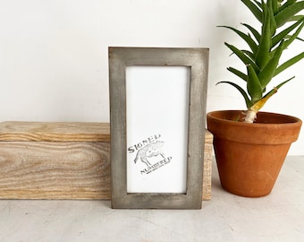 SHIPS TODAY - 4x8 Picture Frame - 1x1 Flat Style with Weathered Silver Metallic Finish - In Stock - Panoramic Frames 4 x8 inches