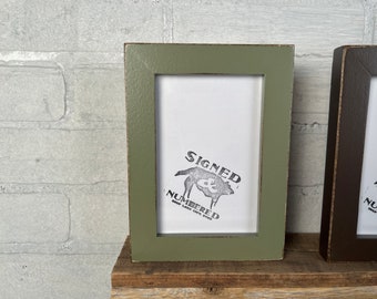 SHIPS TODAY - 4x6 Picture Frame - 1x1 Flat Style with Vintage Old Green Finish - In Stock - 4 x 6 Photo Frame Green Decor