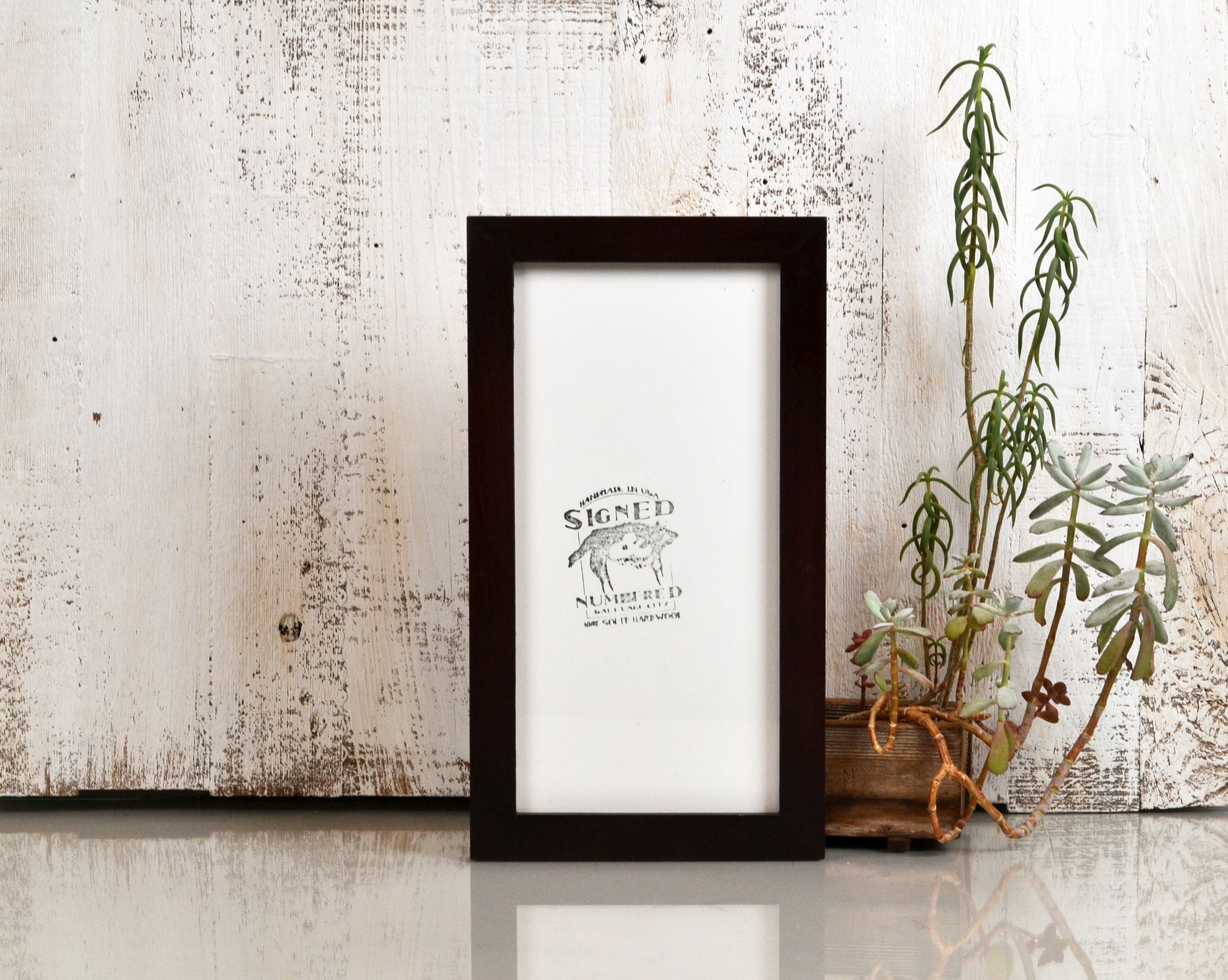 6x12 Panoramic Picture Frame 1x1 Flat Style with Solid Mahogany Finish