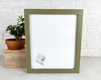 SHIPS TODAY - 10x12 Picture Frame in 1x1 Flat Style with Vintage Old Green Finish - In Stock 10 x 12 inch Poplar Wood Frame