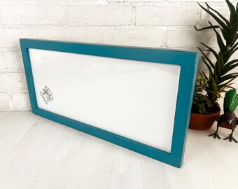 8x18" Picture Frame - SHIPS TODAY - 1x1 Flat Style with Vintage Turquoise Finish - In Stock - 18 x 8 Panoramic Photo Frame Blue Green