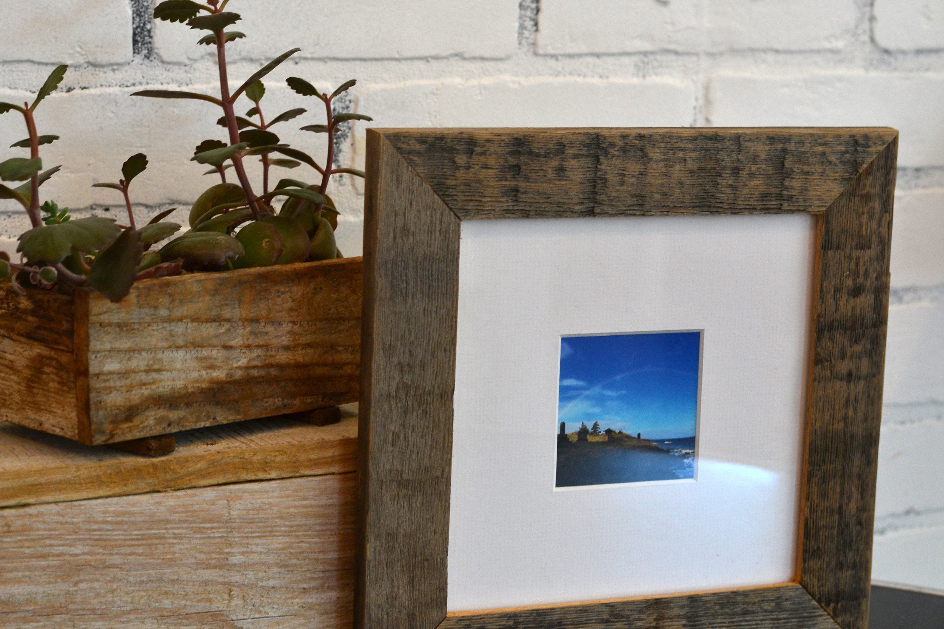 7x7 Square Picture Frame in 1.5 Wide Rustic Natural Reclaimed Cedar