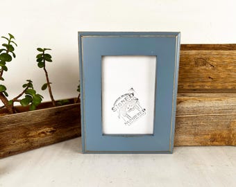 SHIPS TODAY - 4x6 Picture Frame - 1.5 Outside Cove Style with Vintage Smokey Finish - In Stock - 4 x 6 Photo Frame Blue