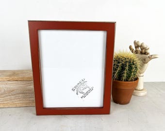SHIPS TODAY - 8x10 Picture Frame in 1x1 Flat Style with Vintage Black under Brick Red Finish - In Stock - Modern Frame 8 x 10 Baby Girl Gift