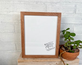 8x10 Picture Frame - SHIPS TODAY - Peewee Style with Natural Cherry Finish - In Stock - 8x10 Photo Frame Solid Hardwood