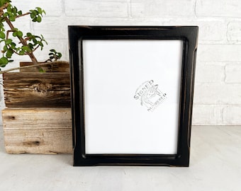 SHIPS TODAY - 7.5x9" Picture Frame in 1x1 Shallow Bones Style with Vintage Black Finish - In Stock - Odd Size 7.5 x 9 inch Photo Frame