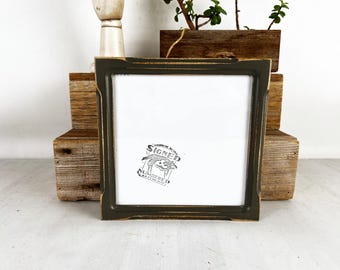 SHIPS TODAY - 7.5x7.5" Picture Frame - Deep Bones Style with Vintage Sable Gray Finish - In Stock - 7.5 x 7.5 Square Photo Frame