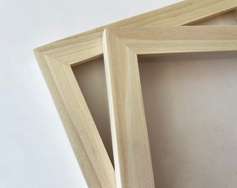 Natural POPLAR Picture Frame in 1x1 Flat style- Choose Size: 2x2 up to 18x24 / 20x20 inches - solid hardwood, simple, modern, minimal