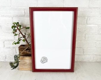 SHIPS TODAY - 11x17 Picture Frame - 1x1 Outside Cove Style with Vintage Wine Red Finish - Handmade 11 x 17" Photo Frame - In Stock