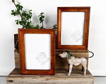 SHIPS TODAY - 5x7 Picture Frame in Foxy Cove Style with Vintage Wood Tone Finish - In Stock - 5 x 7 Frame Solid Hardwood Rustic