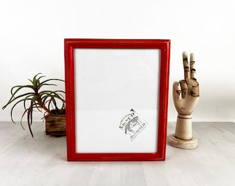 SHIPS TODAY - 8x10 Picture Frame in Deep Double Cove Style with Vintage Ruby Red Finish - In Stock - 8 x 10 Photo Frame