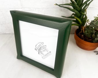 SHIPS RIGHT AWAY - 6x6 Picture Frame in 1x1 Flared Corners Style with Solid Forest Green Finish - In Stock 6 x 6 Photo Frames on Sale