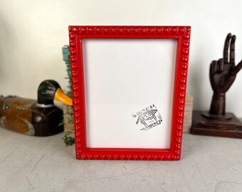 SHIPS TODAY - 8x10" Picture Frame in 1x1 Large Bumpy Style with Vintage Ruby Red Finish - In Stock - 8 x 10" Photo Frame