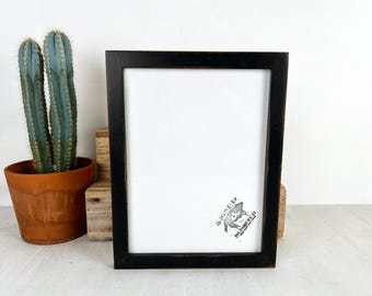SHIPS TODAY - 9x12 Picture Frame - 1x1 Flat Style with Weathered Black Finish - In Stock - Handmade Frame 9 x 12 inch size