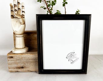 SHIPS TODAY - 8x10 Picture Frame in 1x1 Double Cove Style with Vintage Black Finish - In Stock - 8 x 10 Photo Frame
