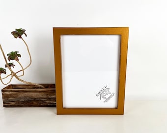 SHIPS TODAY - 8.5x11 Picture Frame - 1x1 Flat Style with Vintage Roman Gold Finish - In Stock - 8.5 x 11" Modern Photo Frame