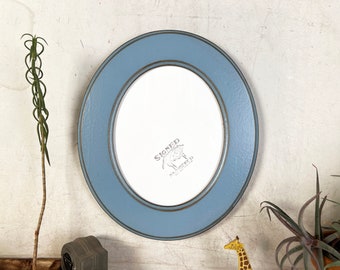 SHIPS TODAY - 8x10 Double Cove Oval Shaped Picture Frame with Vintage Smokey Blue Finish - In Stock - Solid Poplar Photo Frame Round Ellipse