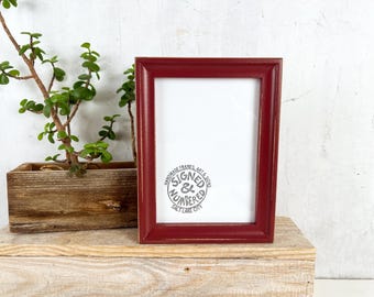 SHIPS TODAY - 5x7 Picture Frame in Foxy Cove Style with Vintage Wine Finish - In Stock - 5 x 7 Frame Solid Hardwood Rustic Red