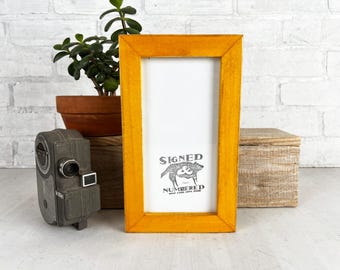 SHIPS TODAY - 4x8 Picture Frame - 1x1 Flat Style with Vintage Honey Dye on Poplar Finish - In Stock - Panoramic Frames 4 x8 inches