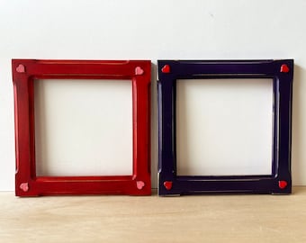 Vintage Color of Your Choice in 1.5" Wide Bones Style + 4 HEART Corner Embellishments - Choose your frame size - 2x2 up to 24x36 inches