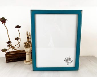 SHIPS TODAY - 11.5x15" Picture Frame - 1x1 Outside Cove Style with Vintage Turquoise Finish 11.5" x 15" Frame - includes plexiglass In Stock