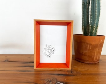 SHIPS TODAY - 5x7" Picture Frame Park Slope Minus Style with Solid Deep Orange Wash and Natural Alder Finish - In Stock 5 x 7 Frame
