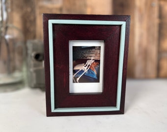 SHIPS TODAY - Picture Frame for 2.1x3.3 Instax Photo - 1.5 Wedge Style with Vintage Mahogany and Homestead Finish View Area 2.1 x 3.3"