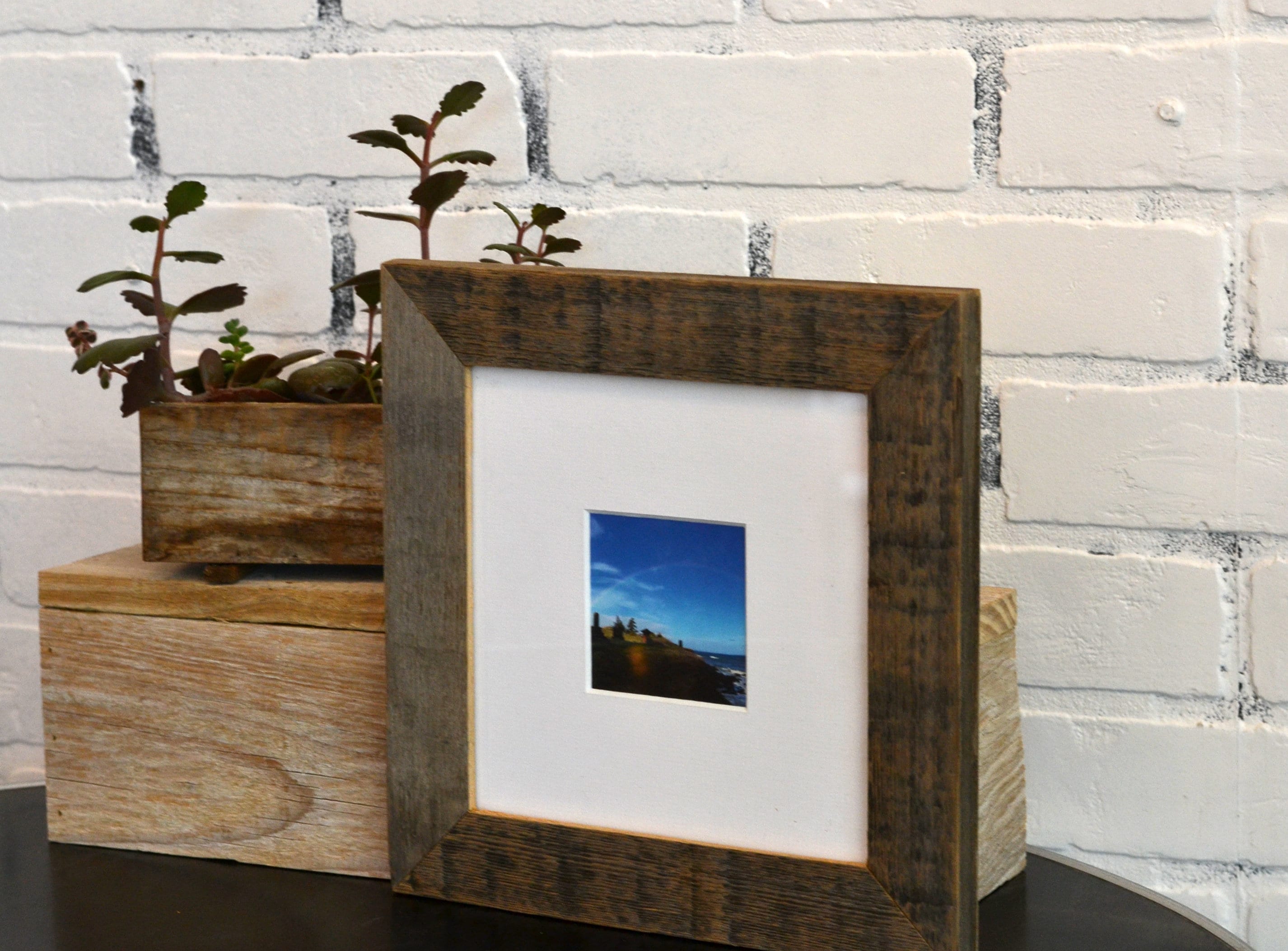 7x7 Square Picture Frame in 1.5 Wide Rustic Natural Reclaimed Cedar