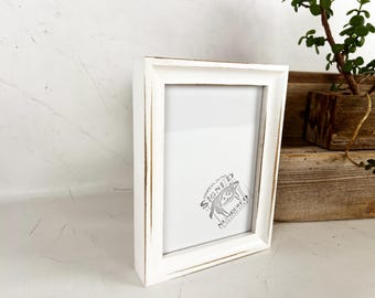 SHIPS TODAY - 5x7 Picture Frame in Foxy Cove Style with Vintage White Finish - In Stock - 5 x 7 Frame Solid Hardwood Rustic