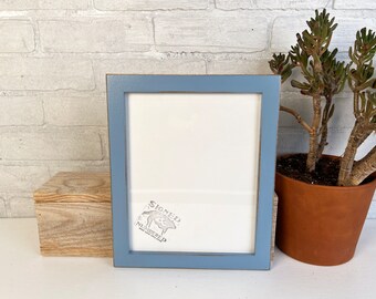 SHIPS TODAY - 8x10 Picture Frame in 1x1 Flat Style with Vintage Smokey Blue Finish - In Stock - Modern Frame 8 x 10