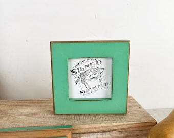 SHIPS TODAY - 3x3" Square Picture Frame - 1x1 Flat Style in Vintage Robin's Egg Finish - In Stock - 3x3 Photo Frame Green