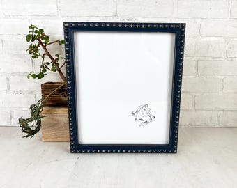 SHIPS TODAY - 11x13" Picture Frame - 1x1 Large Bumpy Style with Vintage Navy Blue Finish - In Stock - Handmade 11 x 13 inch Frame