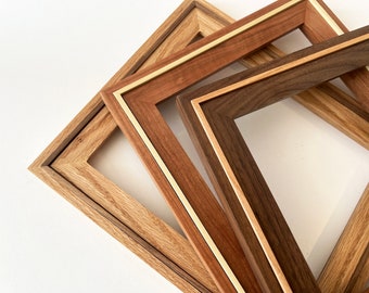 Solid Natural Hardwood Combination of Your Choice in "Wood Wedge" Style - Choose your frame size: 2x2 up to 24x36 inches - FREE SHIPPING