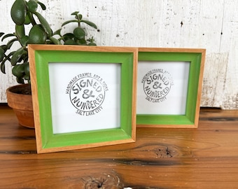 SHIPS TODAY - 4x4 Photo Frame - Foxy Minus Alder Style with Pear Wash Finish - In Stock - 4 x 4 Photo Frames Green Decor Handmade