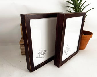 SHIPS TODAY - 8x10 Picture Frame - Deep Flat Style with Vintage Mahogany Finish - In Stock - Rustic Handmade Photo Frame 8 x 10