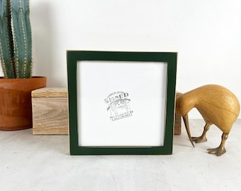 7x7 Picture Frame - SHIPS TODAY - Peewee Style with Vintage Forest Green Finish - In Stock - 7 x 7 Square Photo Frame Rustic Decor