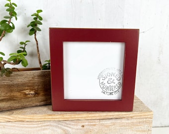 SHIPS TODAY - 5x5 Square Picture Frame - 1x1 Flat Style with Vintage Wine Finish - In Stock - 5 x 5 Photo Solid Wood Frame Red