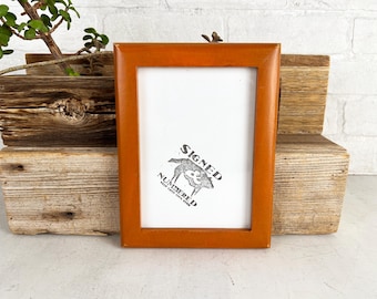 5x7" Picture Frame - SHIPS TODAY - 1x1 Rounded Style with Vintage Rust Orange Finish - In Stock - Modern Gallery Frame 5 x 7 Solid Hardwood