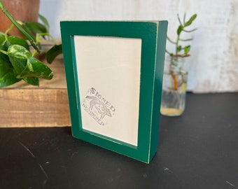 5x7 Picture Frame -SHIPS TODAY - Deep Flat Style with Vintage Peacock Green Finish - In Stock - mid century decor 5 x 7 Photo Frame